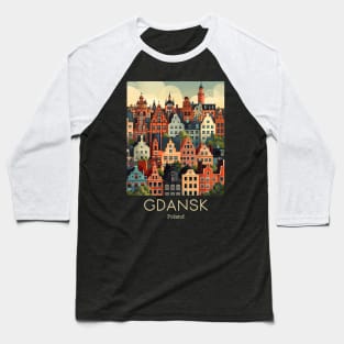 A Vintage Travel Illustration of Gdansk - Poland Baseball T-Shirt